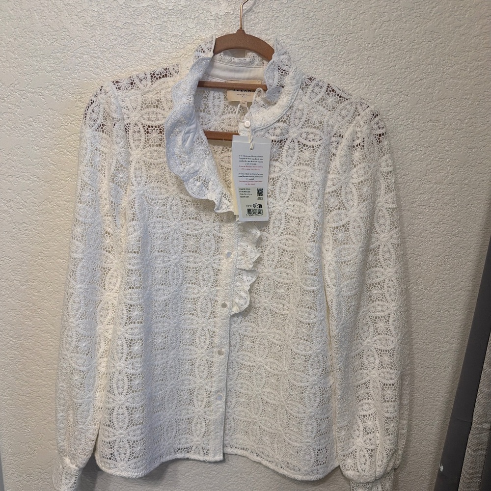 Sezane Chlo Shirt Ecru Guipure Lace - Size 4
